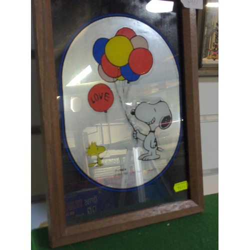 307 - Pair of Snoopy illustrated mirrors, both approx. 23.5 x 34cm