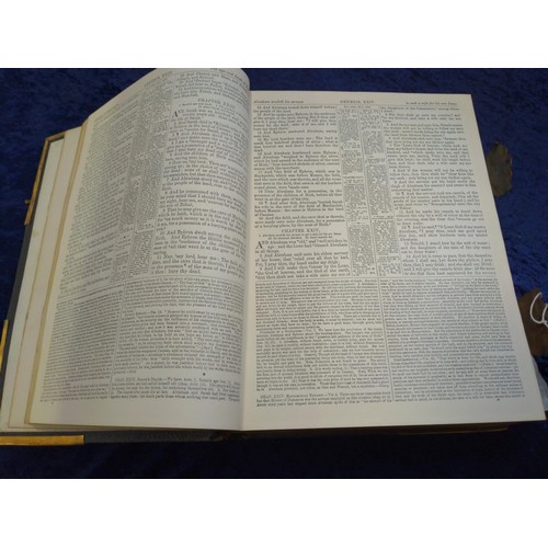 327 - Leather and brass bound family bible with coloured plates ed. by Rev. John Eadie