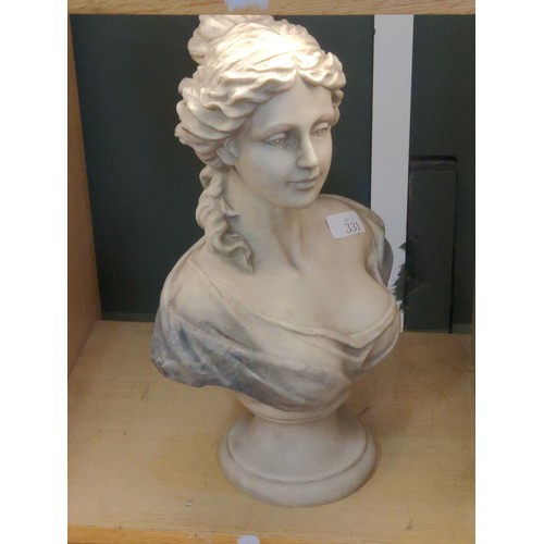 331 - Plastic bust of a classical lady, 41cm