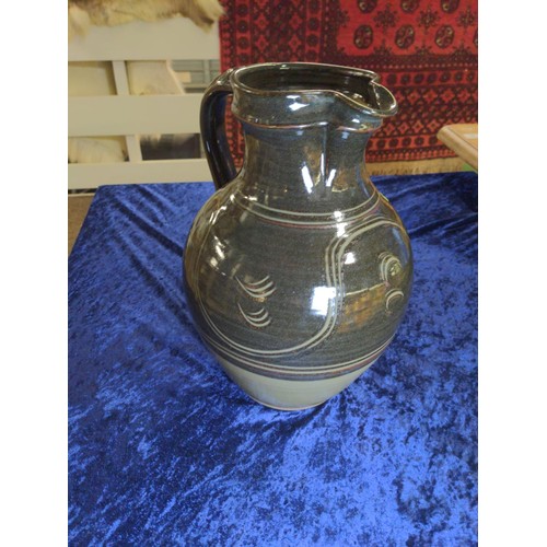 345 - David Wilson, Winchcombe Pottery, studio pottery jug with impressed marks to base H31cm