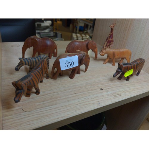 350 - Collection of small carved African animals 