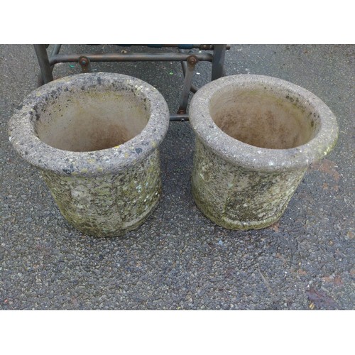 44 - 2 x concrete round planters D37cm x H33cm