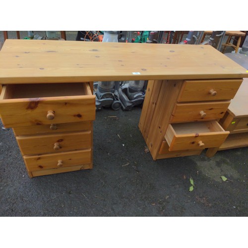 62 - Pine 8 drawer desk W137cm x D46cm x H77cm 