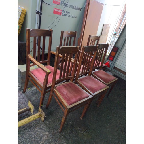 75 - 4 x Oak dining chairs inc 2 x carvers 