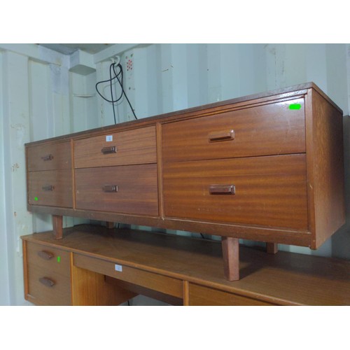 86 - Mid-century 6 x drawer sideboard unit W148cm D41cm H51cm