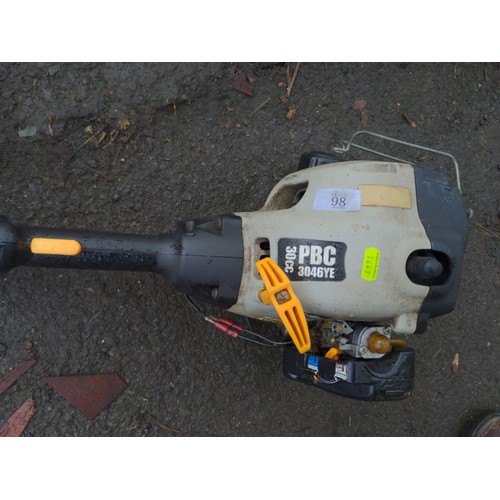 98 - Ryobi PBC3046YE petrol multi tool Inc accessories, chainsaw, hedge trimmer etc