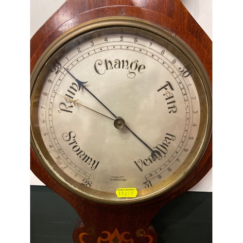 294A - Art Deco banjo barometer made by F Hallett Warrington.