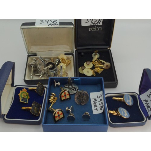 395B - Collection of various cufflinks, dress studs and pin badges