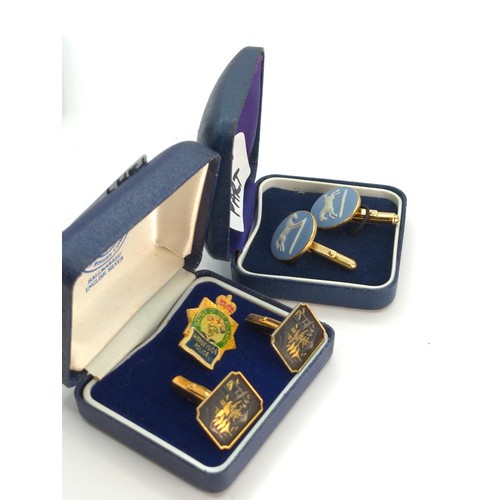 395B - Collection of various cufflinks, dress studs and pin badges