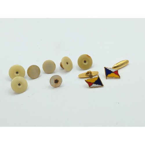 395B - Collection of various cufflinks, dress studs and pin badges