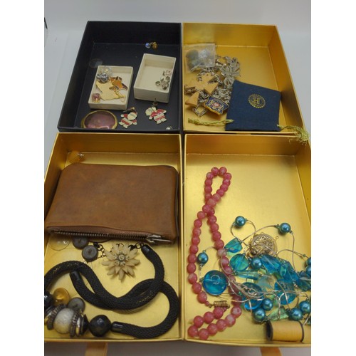 395 - Large collection of assorted jewellery together with two HM silver framed combs