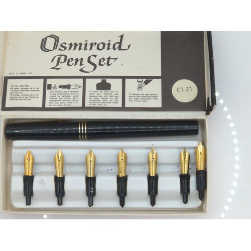 406A - Collection of various pens and accessories, including two Osmiroid 65, Osmiroid pen set, Sheaffer's ... 