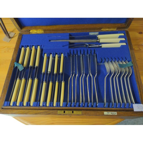 573 - Walker & Hall of Sheffield large canteen of cutlery in bespoke box and in two layers all with bo... 