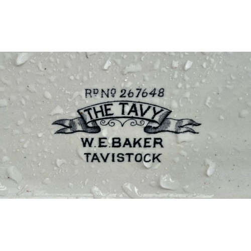 11 - Ceramic sink 'The Tavy W.E.Baker, Tavistock' with taps and cast metal painted wall mount