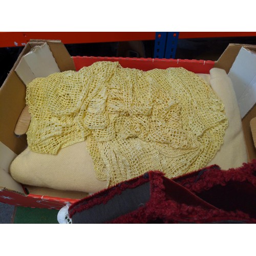 95 - Mixed box of various textiles/curtains in gold