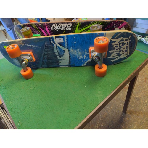 113 - 2 x skateboards with home made plastic risers, soft 78a cruiser wheels etc.