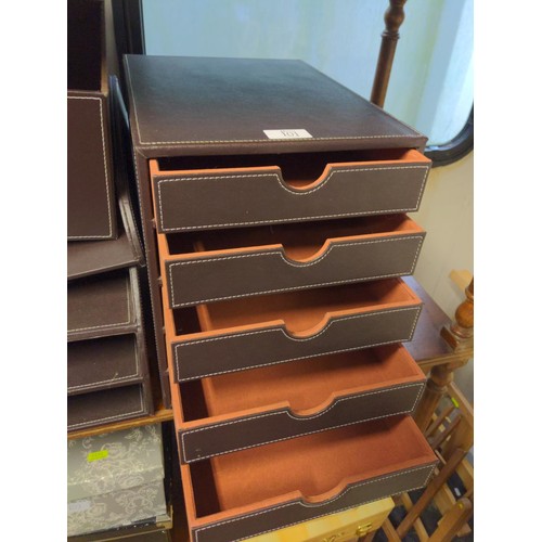 101 - leather style desk tidys/paper sorter + others 