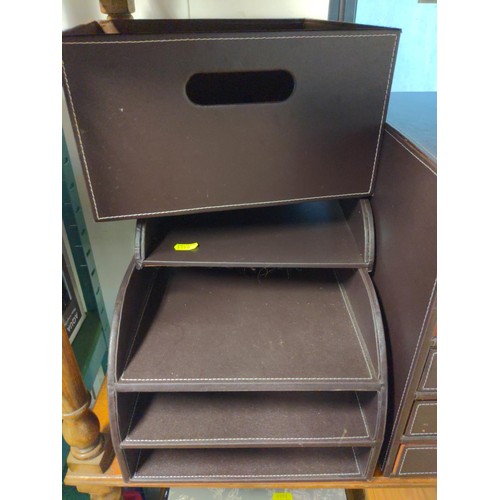 101 - leather style desk tidys/paper sorter + others 