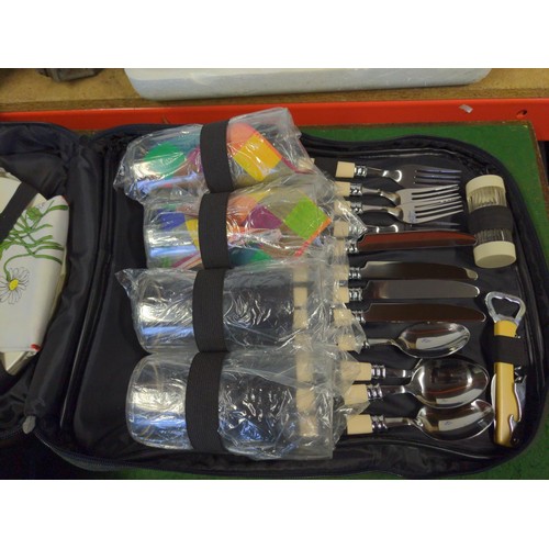 125 - Camping/picnic hamper rucksack with contents for 4 people