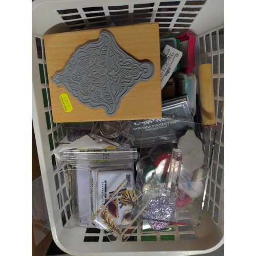 137 - Craft items Inc Deflecto storage trolley, inks, sticky shapes, stamps etc