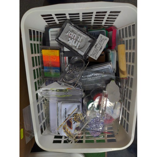 137 - Craft items Inc Deflecto storage trolley, inks, sticky shapes, stamps etc