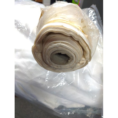 167 - Roll of white fabric + bag of white fabric