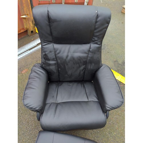 212 - Black stressless style chair with foot stool