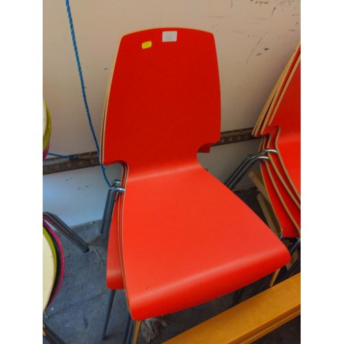 215 - 4 x modern red dining chairs