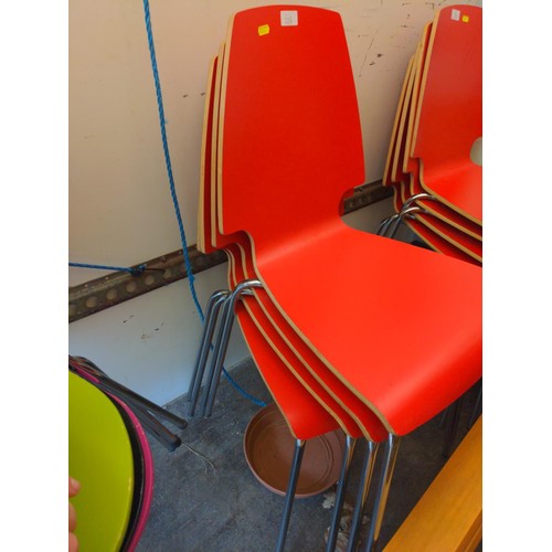 215 - 4 x modern red dining chairs