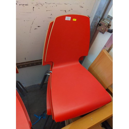 216 - 4 x modern red dining chairs