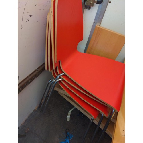 216 - 4 x modern red dining chairs