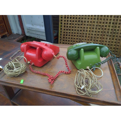 224 - Butlers tray + two retro rotary phones 