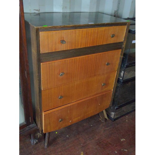 229 - 4 drawer mid-century style chest of drawers with legs 75cm x 42cm x 102cm