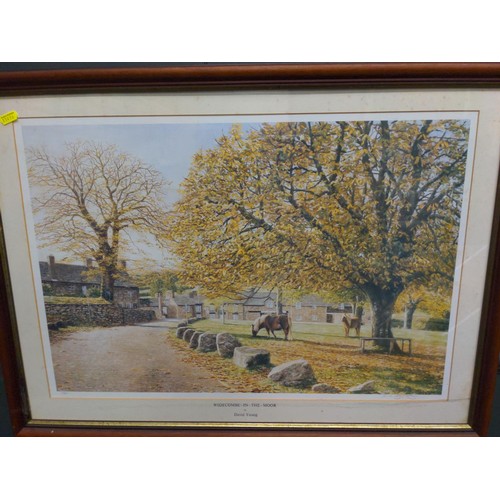 263 - David Young signed prints x 4 Inc Burrator reservoir, Widecombe on the moor, Autumn lane Dartmoor an... 