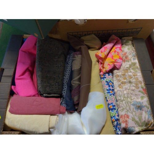 92 - 3 x boxes of fabrics for crafting and haberdashery