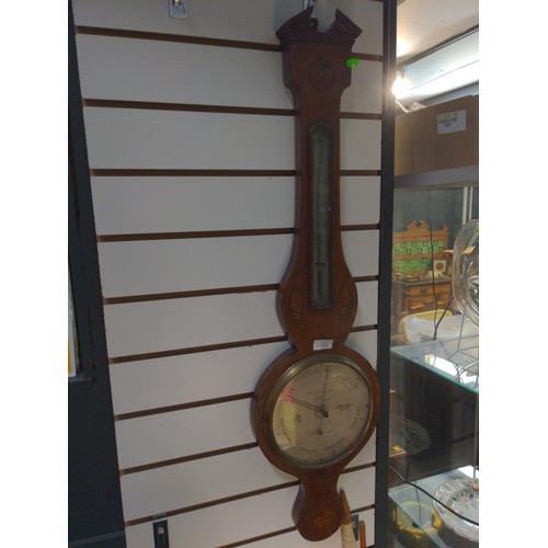 591 - Banjo barometer Warranted in Taunton by P.Caminada with inlay to some areas