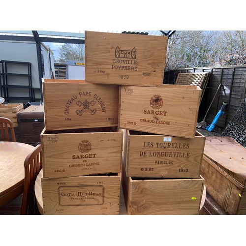 61 - 6 x wooden wine boxes 