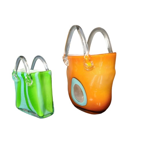 333 - Two Lauguna art glass handbags, height of tallest 25cm