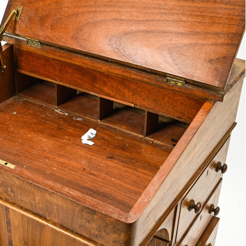 400 - Walnut fronted mahogany Davenport by George Davis Cabinet Maker & Upholsterer Plymouth. Makers l... 