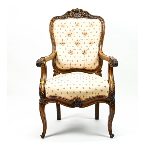 410 - Button backed mahogany framed bedroom chair.