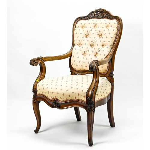 410 - Button backed mahogany framed bedroom chair.