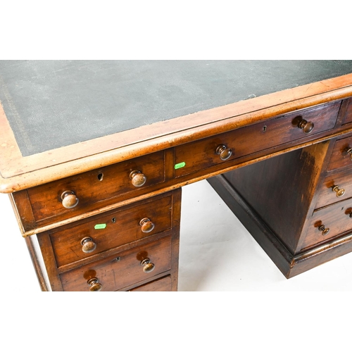 433 - 9 drawer pedestal writing desk. W118cm D66cm H73cm