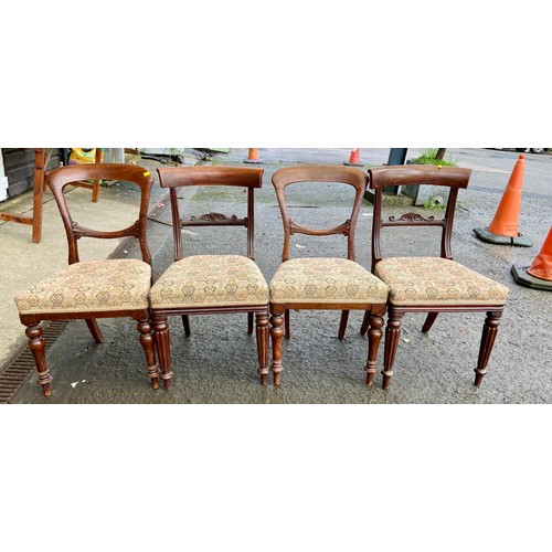 363 - Four mahogany upholstered dining chairs.