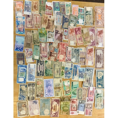 725 - Large collection of world bank notes Inc, South American, Russian, Indian, Japanese etc.