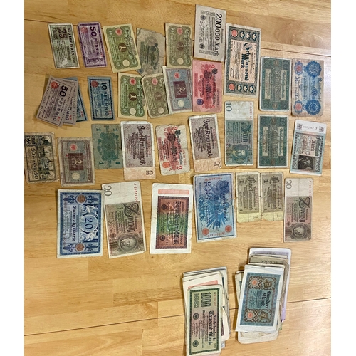 727 - Approximately 50 plus vintage German bank notes. Some dates visual, 1914, 1908, 1923 etc.