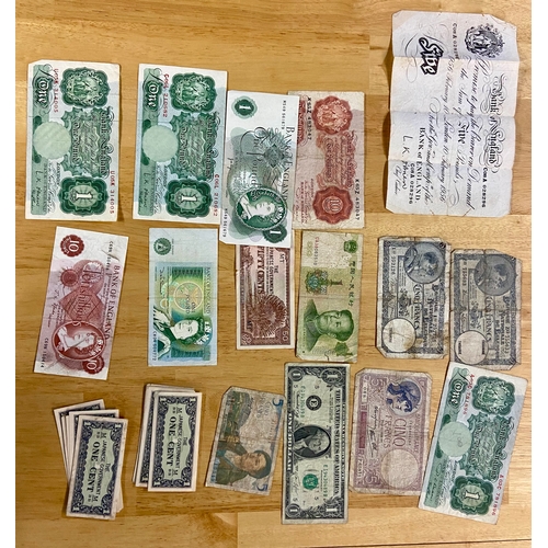 728 - Around 25 bank notes inc. British, French, USA, etc.