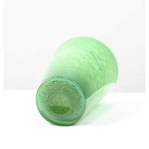 296 - Green art glass vase, possibly Monart or Vasart, height 25cm