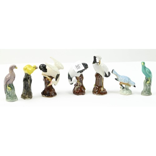 301 - Collection of seven small ceramic bird figures, height approx. 95mm