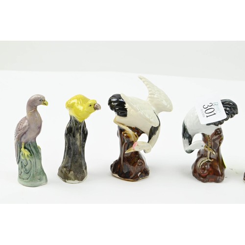 301 - Collection of seven small ceramic bird figures, height approx. 95mm