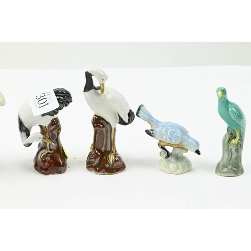 301 - Collection of seven small ceramic bird figures, height approx. 95mm